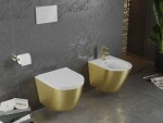 MEXEN - Lena Závesná WC misa vrátane sedátka s slow-slim, duroplast, biela/zlatá vzor línia 30224007