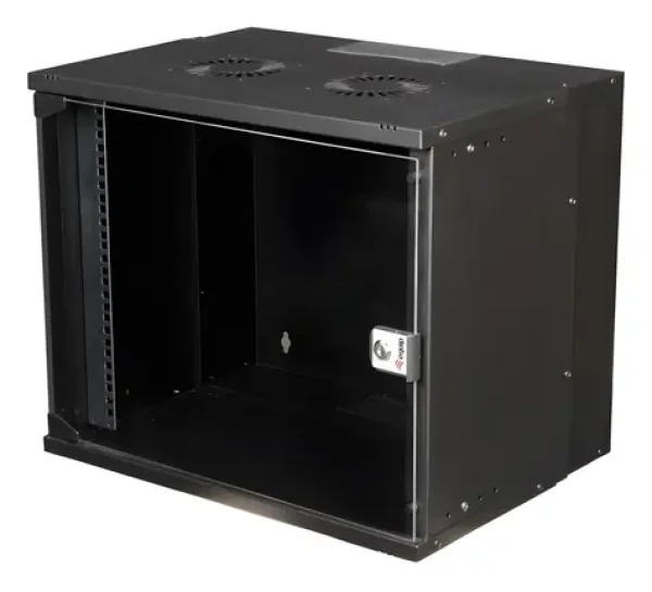 Equip ECO čierna / Nástenná skriňa / 19" / 9U / sklenené dvere / 540 x 400 mm (EWM-09-5440-B)