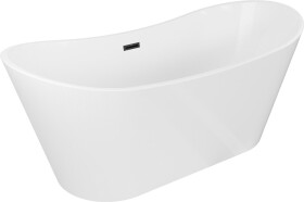 MEXEN/S - Montana vaňa voľne stojaca 180 x 80, biela, sifón a prepad čierna 52011808000-70