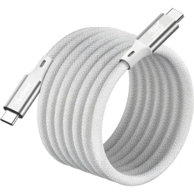 YENKEE YCU 05WH MAGNETIC biela / Magnetický kábel USB-C/USB-C / 240 W / 20 Gb/s / 1,5 m / 4K 60Hz
