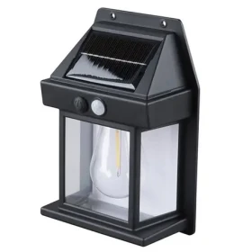 Solight WL918 LED solárna lampáš nástenná čierna / 3000K / 100lm / IP44 / 12x17cm (8592718041748)