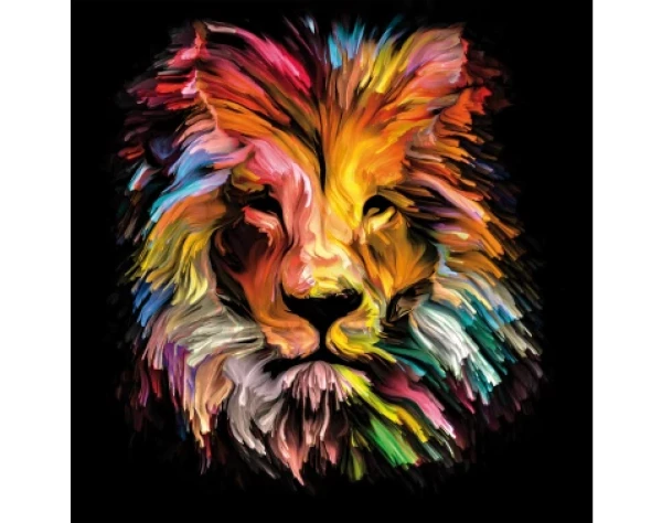 Obraz na plátne Farebný lev, 35x35 cm, efekt olejomaľby%