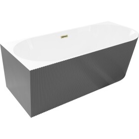MEXEN/S - Silo voľne stojaca rohová vaňa ľavá reliéf 170 x 80, biela/sivá, sifón a prepad zlatá 52891708062L-50