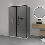 CERANO - Sprchovací kút Lantono L/P - 8 mm - Soft-Close - čierna matná, grafitové sklo - 100x100x195 - posuvný CER-8050BD7510