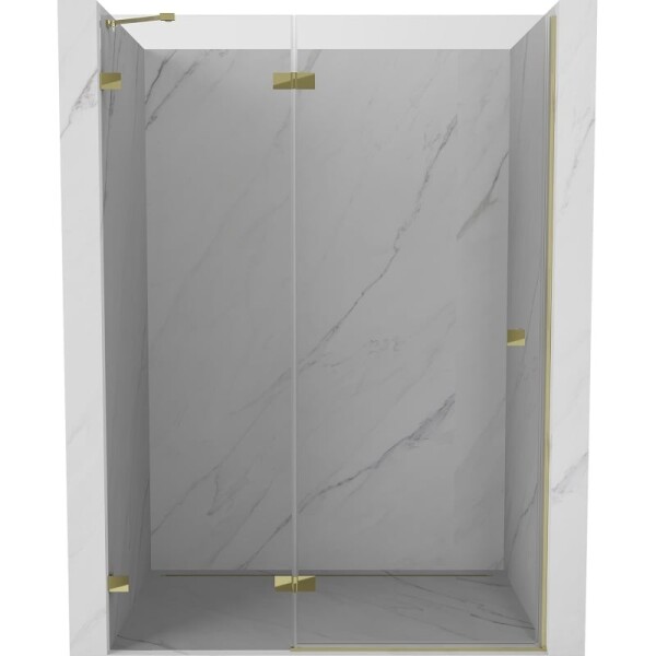 MEXEN/S - Lunar sprchové dvere krídlové ľavé 130, transparent, zlatá 834-130-000-50-00-L