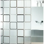 Spirella FRAME sprchový záves motív štvorcov bielo-čierny / PEVA / 180 x 200 cm (7610583019424)