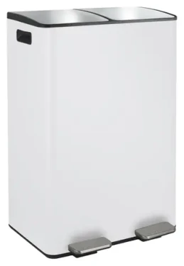 Spirella ALIYA matná biela / Odpadkový kôš / pedálový / triedený odpad / 2 x 30 l / oceľ