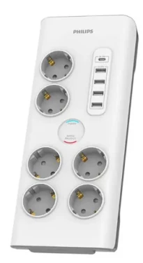 Philips SPN7060WA/58 biela / Prepäťová ochrana / Schuko / 6 zásuviek / USB-A amp; USB-C / 2m (SPN7060WA/58)