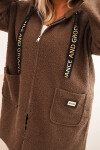 Dámska bunda Plus Size s kapucňou a vreckami camel UNI