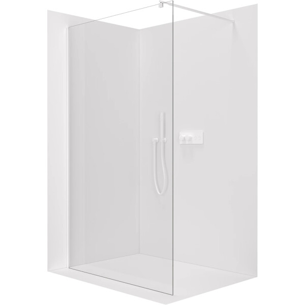 CERANO - Sprchová zástena Walk-in Onyx Round Ľ/P - 8 mm - guľatá vzpera - biela matná, transparentné sklo - 40x200 CER-8050BD7943