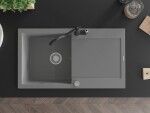 MEXEN/S MEXEN/S - Leo granitový drez 1-miska s odkvapkávačom vrátane batérie Carla, šedá 6501-71-670700-70