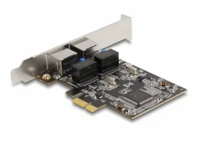 DeLock PCI Express x1 / Sieťová karta / 2x Gigabit LAN RJ-45 / Realtek RTL8111H / pre IP kamery (88615)