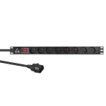 Lanview Rozvodný panel pre rack 19" / Rozvodný panel / 1U / 8x Schuko / 16 A / 2 m (LVR-2MSCH-SW-C13-8)