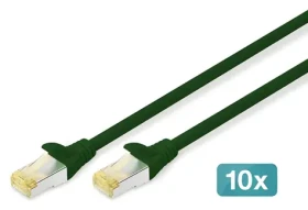 Digitus CAT 6A S/FTP zelený / Patch kabel / 1 m / 10 ks / AWG 26/7 (DK-1644-A-010-G-10)