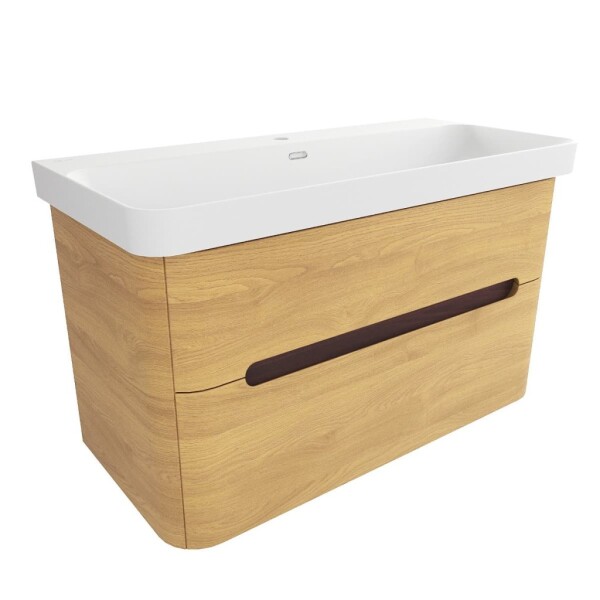 Kúpeľňová skrinka s umývadlom SAT Fusion 97,5x53x45 cm dub medový mat SATFUSION2100DMMW SATFUSION2100DMMW