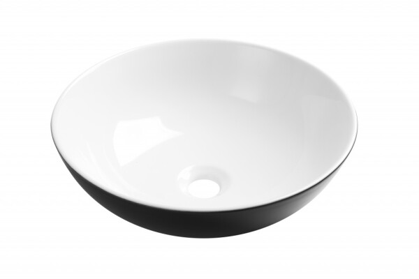 INVENA - Umývadlo na dosku TINOS TREND, 39,5 cm, čierna - biela CE-43-041-C