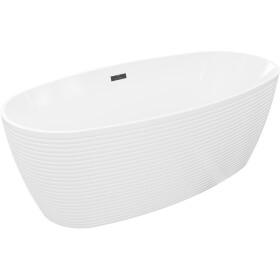 MEXEN/S - Lira voľne stojaca vaňa vzor 170 x 80, biela, sifón a prepad čierna 52831708000-70