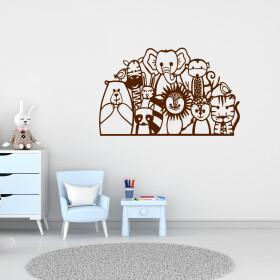 Veselá Stena Samolepka Africké zvieratká Farba: hnedá, Veľkosť: 80 x 50 cm