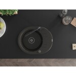 MEXEN/S MEXEN/S - Kevin granitový drez 1-miska s odkvapkávačom vrátane batérie Flora, čierna/zlatá metalik 6517-75-670401-70-B