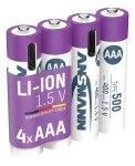 Ansmann 1311-0028 biela/fialová / Nabíjacie batérie / Li- ION / AAA (Micro) / 1,5 V / 500 mAh / 4 ks (1311-0028)