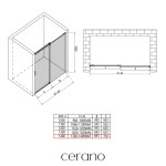 CERANO - Sprchové posuvné dvere Santoro - pravá - 6 mm - čierna matná, mliečne sklo - 140x195 CER-663235