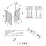 CERANO - Sprchová zástena Walk-in Crystal TL/P - 8 mm - bezvzperový systém + polička/držiak na uteráky - chróm, grafitové sklo- 150x130x200 CER-8050BD6266