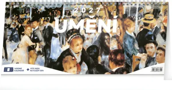 NOTIQUE Umenie 2027 / Stolný kalendár / 14denný / 33 × 14,5 cm