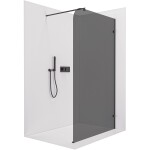 CERANO - Sprchová zástena Walk-in Orbis Round Ľ/P - 8 mm - okrúhla vzpera - čierna matná, grafitové sklo - 150x200 CER-978736