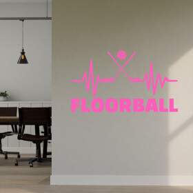 Veselá Stena Samolepka Floorball Farba: růžová, Veľkosť: 100 x 58 cm