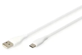 Digitus USB-C - USB-A biela / Dátový kábel / Silikónový / USB 2.0 / PD 60 W / 2 m (AK-300340-020-W)