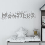 Veselá Stena Samolepka Monsters Farba: černá, Veľkosť: 100 x 29 cm