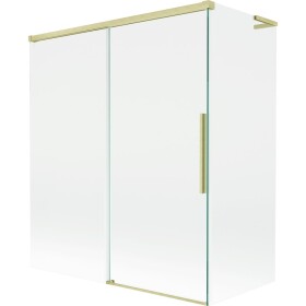 MEXEN/S - Rox L vaňová zástena 2-krídlová posuvná 140 + 70 x 150, transparent, zlatá kartáčovaná 8C9L-140-070-55-00