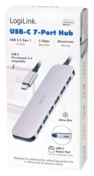 USB Hub 7 portov USB-A 20W PD/USB Hub/USB 3.2/5 Gbps (UA0457)
