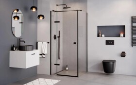 BESCO - Štvorcový sprchovací kút PIXA BLACK - Smer zatvárania - Pravé (DX) BCPIXA90CTVEPB