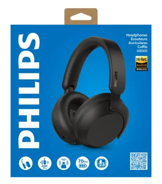 Philips TAH8000EBK/00 čierna / Bezdrôtové slúchadlá / dotykové ovládanie / Bluetooth 5.4 / výdrž 70 h (TAH8000EBK/00)