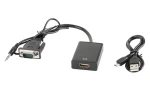 Lanberg AD-0021-BK čierna / Adaptér / VGA (M) + MiniJack 3,5 mm (M) na HDMI (F) / 0,2 m / Full HD (AD-0021-BK)