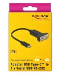 DeLock USB Type-C na Sériový DB9 RS-232 / Adaptér / 0,15 m (63908)