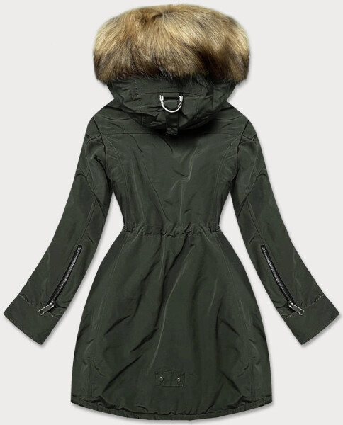Dámska bunda parka v army farbe s kožušinovou podšívkou (m-21506) odstíny zelené S (36)