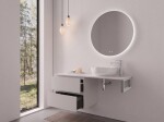 CERANO - Kúpeľňová skrinka Carole - biela matná + doska pod umývadlo Navira Slim - 18 mm + konzola chróm - 120x46x49,8 CER-606105