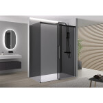 CERANO - Sprchovací kút Lantono L/P - 8 mm - Soft-Close - čierna matná, grafitové sklo - 160x70x195 - posuvný CER-8050BD7535