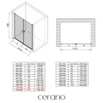 CERANO - Sprchové 2-krídlové dvere Antelo L/P - 6 mm - chróm, transparentné sklo - 112x190 CER-432334