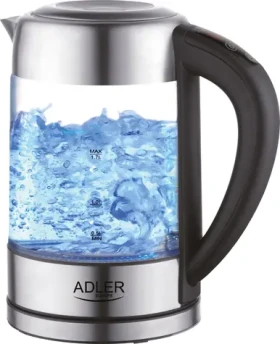 Adler AD 1247 strieborná / rýchlovarná sklenená kanvica / 2200 W / 1.7 L / teplota 60-100 °C (AD 1247 NEW)