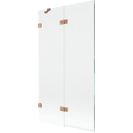 MEXEN/S - Lunar vaňová zástena 2-krídlová ľavá 100 x 150, transparent, meď kartáčovaná 897-100-100-65-00-L