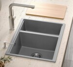 Quadron Quadron - Granitový drez Logan 150 Grey Metallic Zlaty HCQL5646U5-G1_U