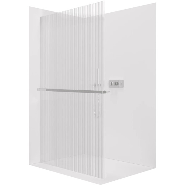 CERANO - Sprchová zástena Walk-in Crystal Ľ/P - 8 mm + polička/držiak na uteráky - bezvzperový systém - chróm, ryhované sklo - 120x200 CER-8050BD6890