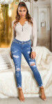 Sexi skinny džínsy s vysokým pásom denimblue 34