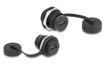 DeLock HDMI-A samica-samica IP67 / Adaptér do panelu / s krytkou / prachu a vode odolný / čierna (86963)