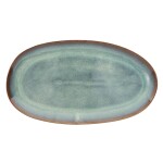 MADAM STOLTZ Oválný kameninový tanier Green Reactive Glaze 36 cm