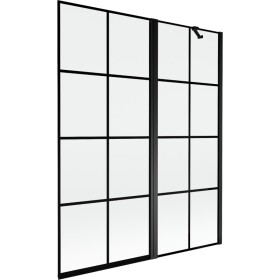 MEXEN - MIST vaňová zástena 140x150 cm 6mm f+s, čierna, dekor, pravá 8A9-140-011-70-77-P