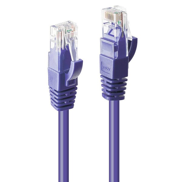 LINDY 48130 RJ45 sieťové káble, prepojovacie káble CAT 6 U/UTP 30.00 m fialová 1 ks; 48130